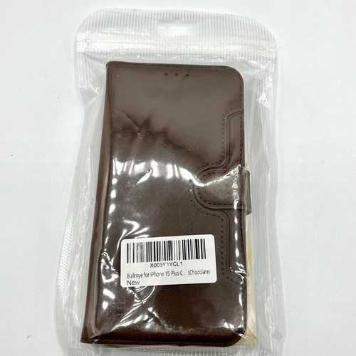 Leather Case iPhone 15 Plus Built In Wallet Card Money Holder Brown Magnet Clasp - Picture 8 of 9