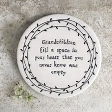 Leaf Edged Coaster - Grandchildren fill a space in your heart East of India