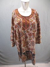 Sante Classics One Size Womens Paisley Round Neck Long Sleeve Sheath Dress 450