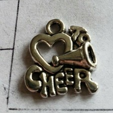 Love to cheer charms school game football college megaphone heart cheerleader