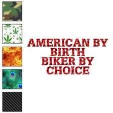 American Birth Biker Choice, Vinyl Decal Sticker, 40 Patterns & 3 Sizes, #3984