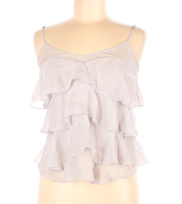 REBECCA TAYLOR Y2K 100% SILK TOP Beige/Pink Ruffle Frills Babydoll Coquette 6