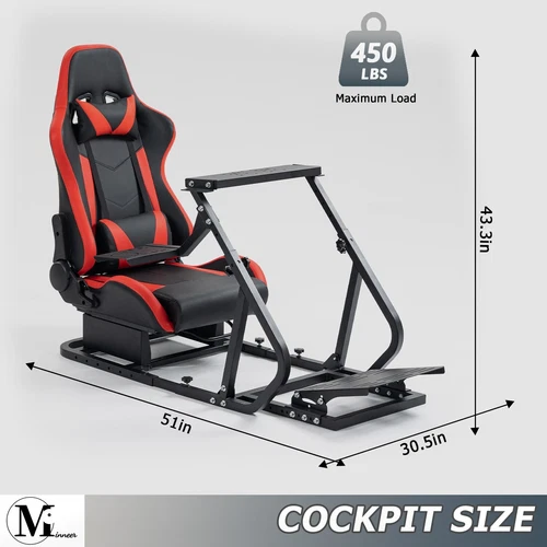 Minneer Racing Sim Cabina Ajustable con Asiento Rojo Ajuste Logitech G29 G920 G923 - Foto 2 de 6