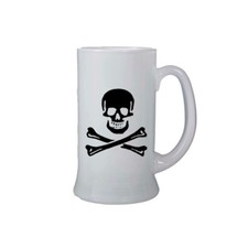 Boccale birra bicchiere con disegno teschio morte idea regalo 