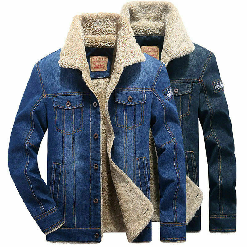 ALTRA Outwear uomo invernale cowboy denim giacca pile foderato caldo casual vintage cappotto