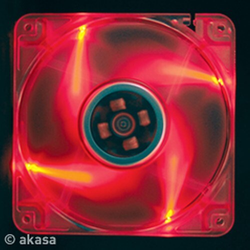 Akasa AK-174CR-4RDB 120mm Crystal Red Fan, 4 Red LEDs Ball Bearing