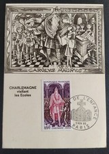 CARTE PREMIER JOUR TIMBRE N° 1497 CHARLEMAGNE OBLITÉRÉ PARIS 1966