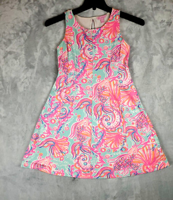 Lilly Pulitzer Dress S Felicity Too Much Bubbly Print French Terry Fit