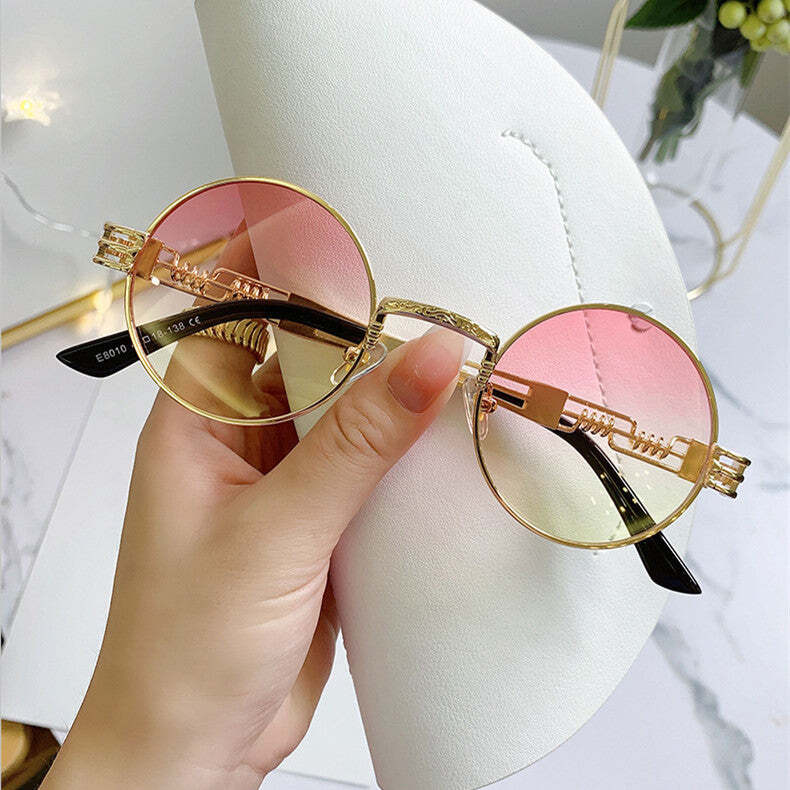 Steampunk Sunglasses Round Frame Personality Travel Street Shoot