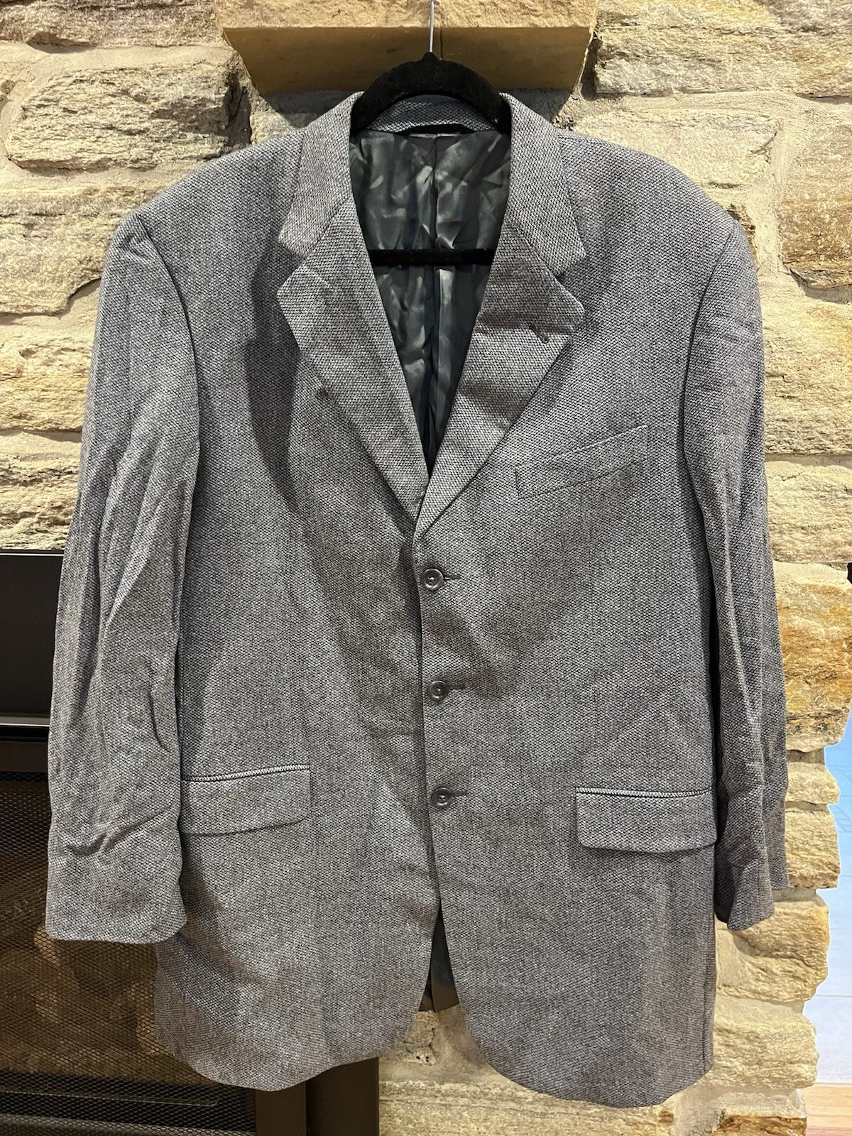 Cappotto sportivo uomo Burberry London Burberry blu 3 bottoni blazer lana 43 lungo USA