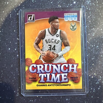2022-23 Panini Donruss Giannis Antetokounmpo Crunch Time Purple PressProof SP #5