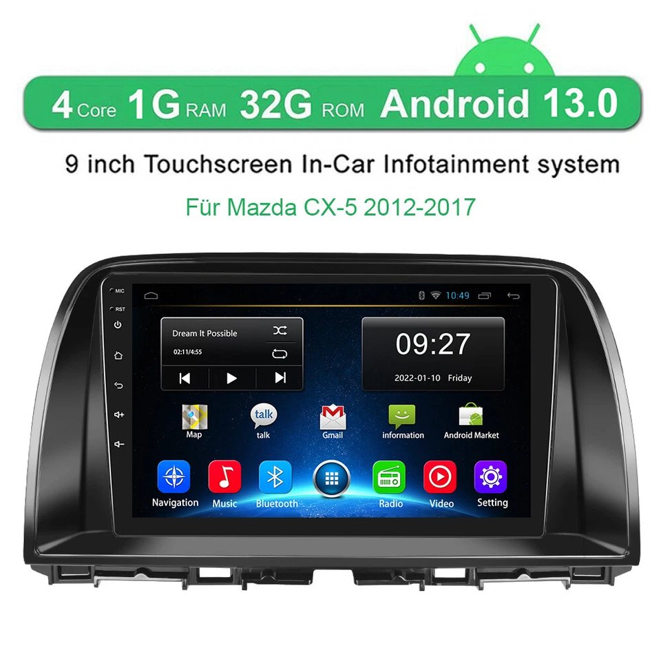 DAB+ 9" Autoradio Für Mazda CX-5 2012-2017 Android 13 GPS Navi WIFI FM RDS + Kam - Bild 3 von 4