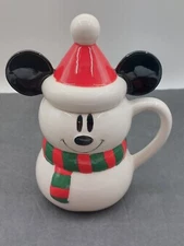Zrike Brands Disney Mickey Mouse Snowman Coffee Tea Cocoa Mug w/Hat Lid MINT