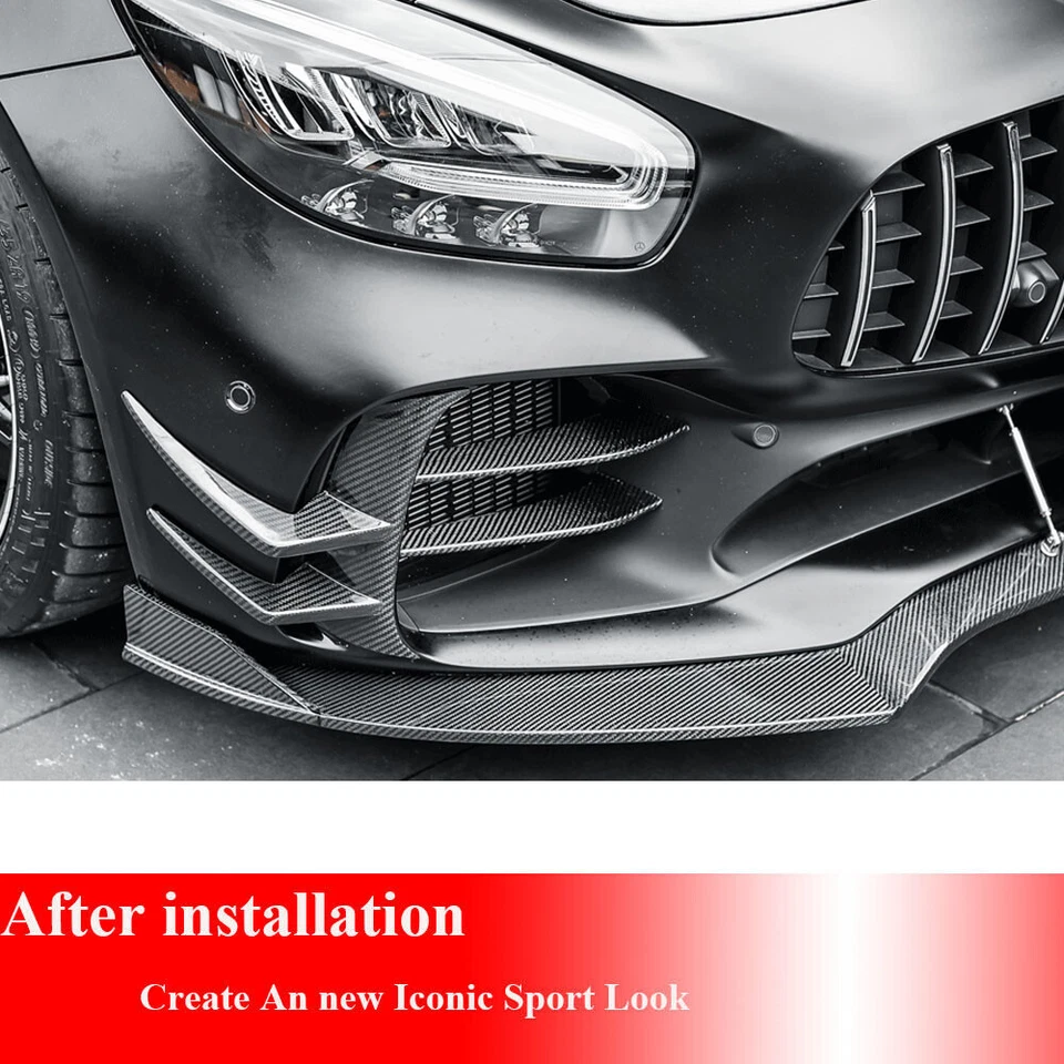 Подходит для Mercedes Benz AMG GT R 16-19 DRY CARBON разветвители переднего бампера боковые плавники - Изображение 4 из 4