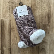 Halston Slipper Socks Knit Womens Size S/M Non Slip Shoe Size 4-7