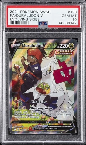 2021 POKEMON SWORD & SHIELD EVOLVING SKIES #198 FULL ART/DURALUDON V PSA 10