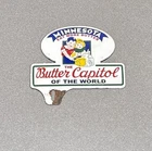 VINTAGE MINNESOTA BUTTER PLATE TOPPER PORCELAIN SIGN CAR GAS OIL MOTORCYCLE