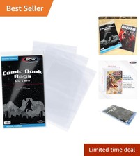 Versatile Comic Book Bags - 100 Pack, Clear Acid-Free Protection, 6 7/8 x 10 1/2