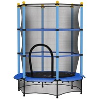HOMCOM 4.6FT Kids Trampoline with Enclosure Net for Ages 3-10 Years Blue