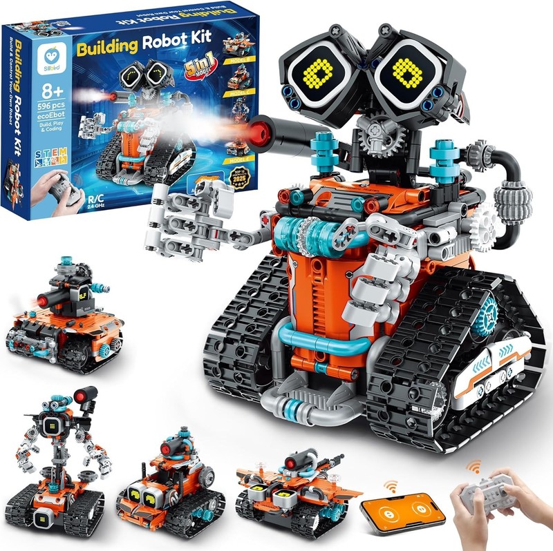 5 in 1 STEM RC Robot Building Kit 596Pcs Blocks App & Remote Control Bricks