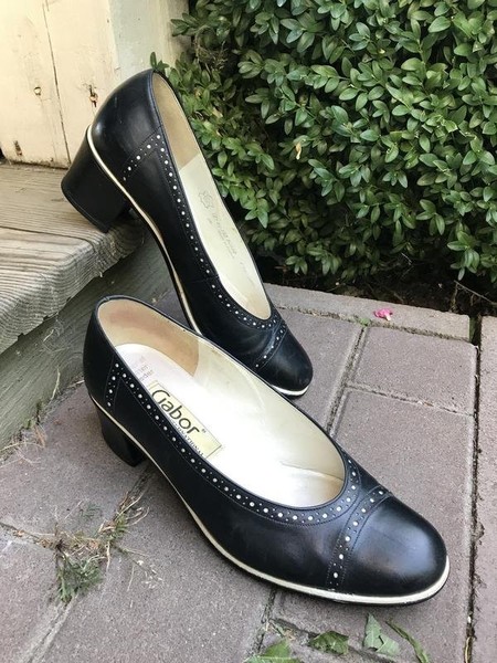 Women Gabor Heels Navy Leather 37 #7SXT