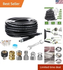 High-Pressure 25 FT Sewer Jet Hose Kit with Quick Connect and Ultimate Nozzles