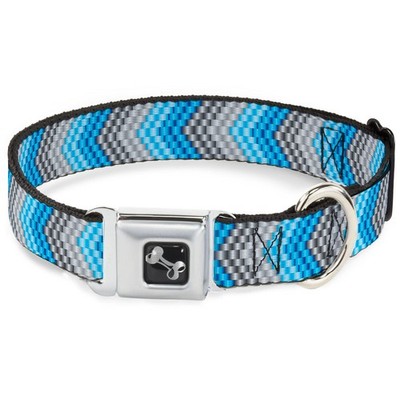 Dog Collar Bone Chevron Weave Grays/Blues Medium 11-16.5'' (US IMPORT)