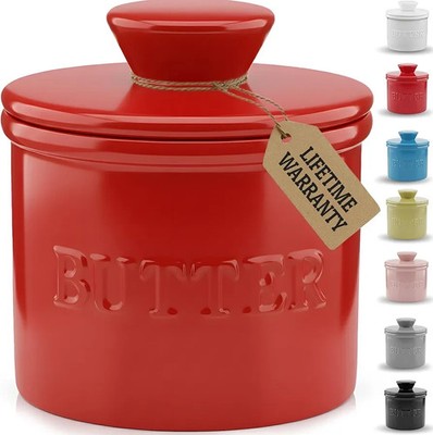 Priority Chef French Butter Crock with Lid   Keeps Butter Spreadable & Fresh