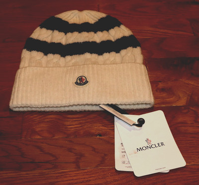 BNWT Moncler Berretto Triicot Stripe Wool Rib-Knit Beanie MSRP