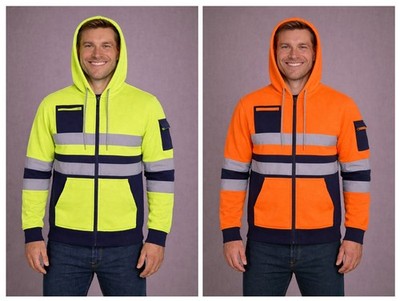 Hi Vis mehrere Taschen mit Reißverschlüssen Sicherheit Arbeit Reflektierende Hoodies Arbeitsjacken