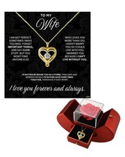 ziella Preserved Flowers Rose Box with Double Heart Necklace, Eternal Rose Gifts