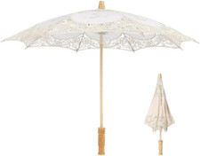 Bridal Lace Umbrella Wedding Decorative, 16.9X19.7 Inch Craft Flowers Lace Embro