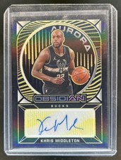 2020-21 Panini Obsidian Khris Middleton Aurora Auto Electric Etch Yellow #/10