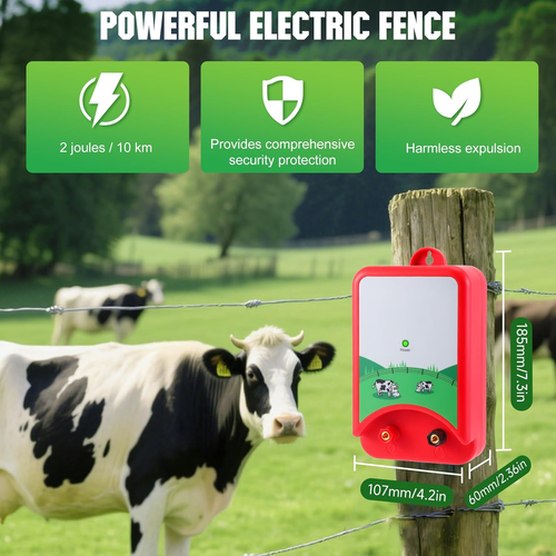 10Km Elettrificatore per Recinto Elettrico,Recinzione Elettrica per Animali 2J S - Foto 6 di 12