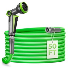 Garden Hose 50 FT with 8-Pattern Spray Nozzle, Flexible Garden Hose 5/8 Inch ...
