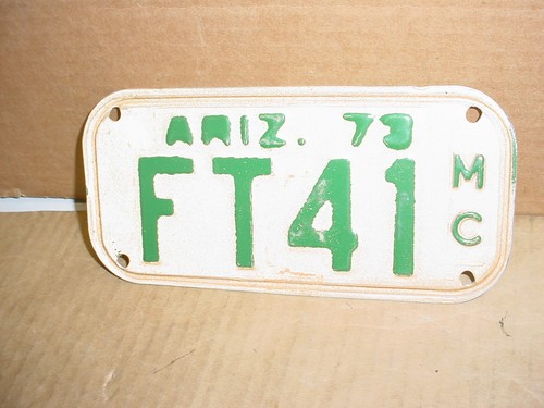 1973 Arizona Motorcycle License Plate FT41