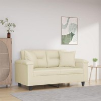 2-Sitzer-Sofa Mit Zierkissen Creme 120 Cm Kunstleder