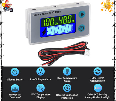 48V Golf Cart Battery Meter, 10-100V Battery Tester, LCD Display Voltage Mete...