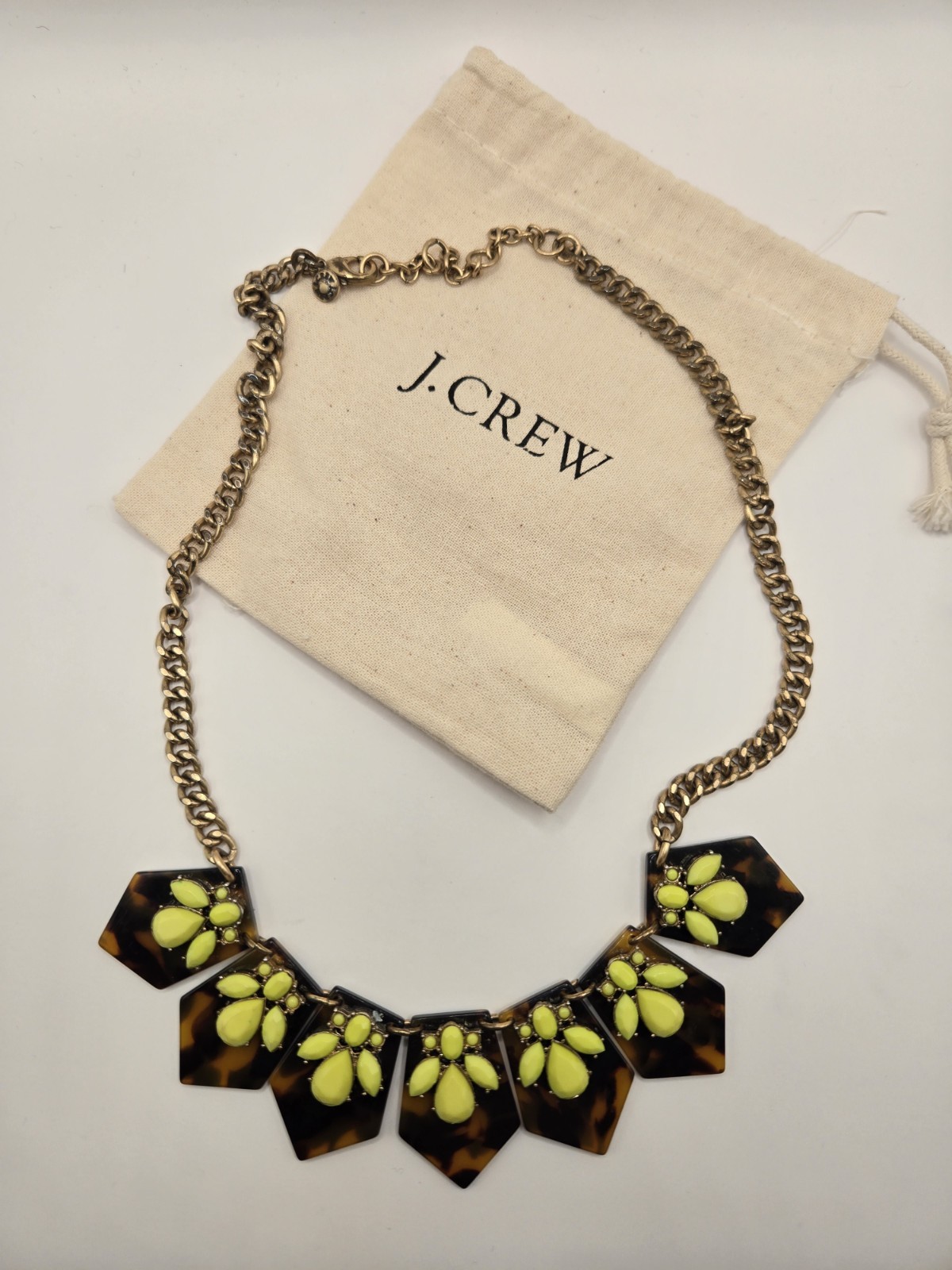 J.Crew Tortoiseshell Hexagon Statement Necklace C… - image 1