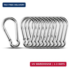 10 PCS 304 Stainless Steel Carabiner Clips 1.57" Spring Snap Hook Heavy Duty