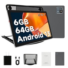 Anmecs Tablet 10 Inch Android 13 Tablet 6GB RAM 64GB Quad Core 1280 800 HD IPS