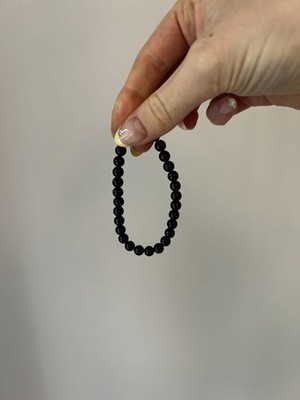 Schwarzer Obsidian polierte Perlen Kristall Armband
