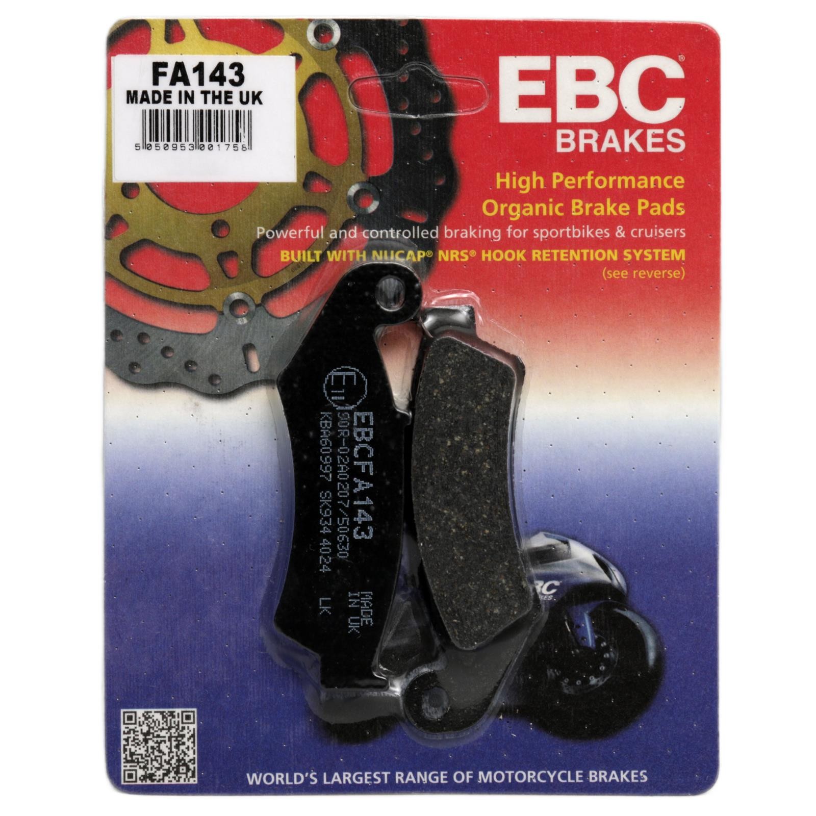 HONDA VFR 400 R NC30 1989-1992 EBC FA143 Organic Replacement Brake Pads Rear