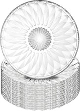 Set of 12 Crystal Glass Salad Plate, 8 Inch Round Clear Dessert Plates