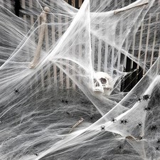 White Spider Web Artificial Stretchy Cobweb for Halloween Scary Home Party Scene