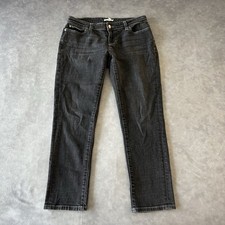Eileen Fisher Jeans Womens 6 Petite Black Organic Denim Stretch Made In USA