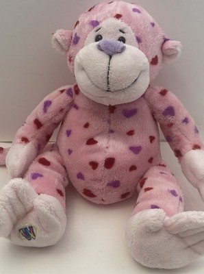 Ganz Webkinz PINK MONKEY w/Valentine Hearts Beanbag Plush 9  Grab Me Hands No Co