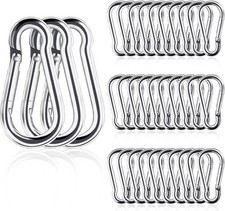 30Pk M4 Stainless Steel Spring Snap Hooks Heavy Duty Metal Clips Rope Connector