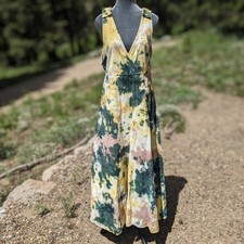 Earthbound Trading Co. Tie Dye Wide Leg Overall Jumpsuit M Festival Boho Hippie