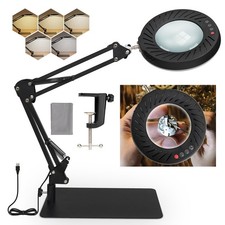 10 X Magnifying Glass with Light and Stand, 5 Color Modes Dimmable Magnifying...